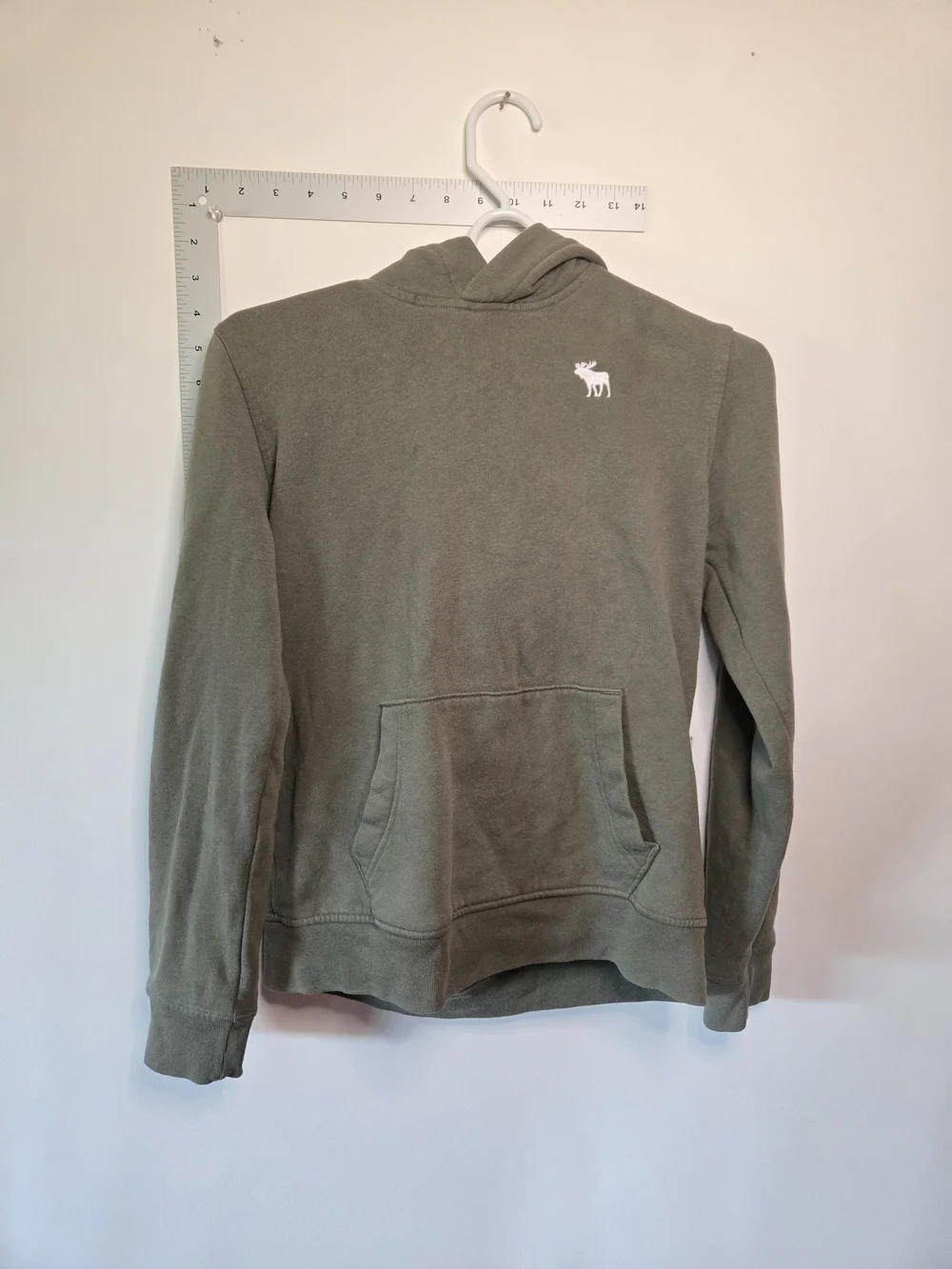 abercrombie kids Olive Green Hoodie with White Moose Logo Size 13/14